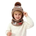 thumbnail image 1 of Kids Hats and Gloves Unisex Toddler Winter Warm Knitted Cap and Lined Neck Warmer Printed Soft Cold Weather Gear for Boys and Girls Khaki 2 Years-6 Years, 1 of 5