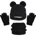thumbnail image 1 of Kids Hats Winter Gloves Scarf Set Girls Toddler Children Hats With Pom Knit Neck Warmer Gaiter Kids Wrestling, 1 of 9