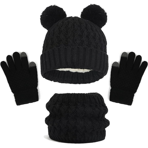 Kids Hats Winter Gloves Scarf Set Girls Toddler Children Hats With Pom Knit Neck Warmer Gaiter Kids Wrestling