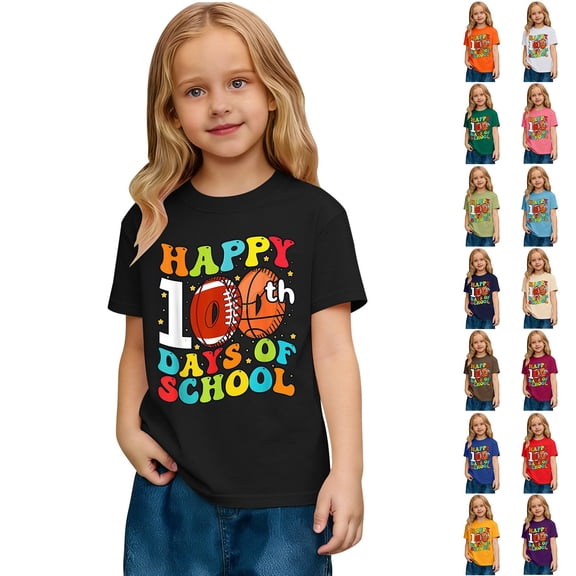 Kids Having A Ball 100 Days Of School Tshirts Teachers Kids Child Happy 100 Days T-Shirt Green 10 Y-11 Y