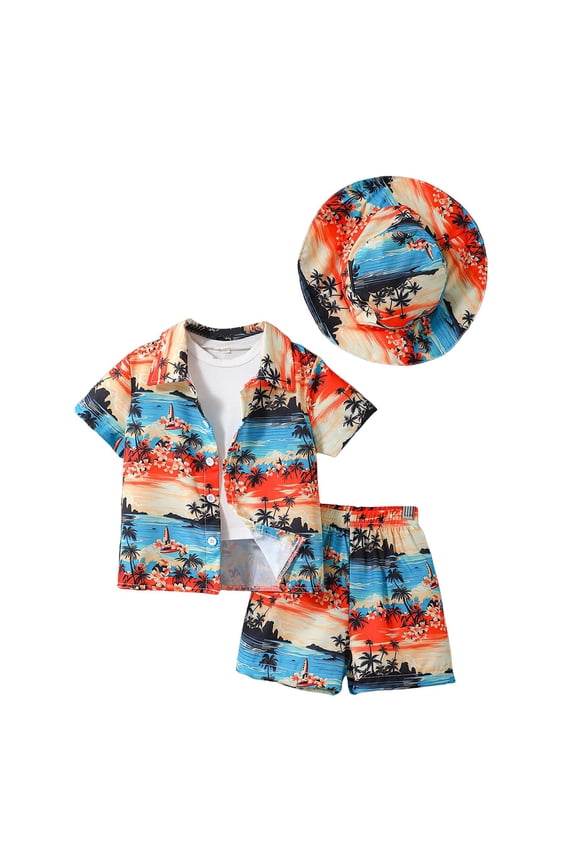 Kids Hawaiian Shirt Boys Size 6 Boys Clothes Kids' Hawaiian Vacation Outfit - Boys 2Pcs Tropical Shirt & Shorts Set Summer Beach Clothes