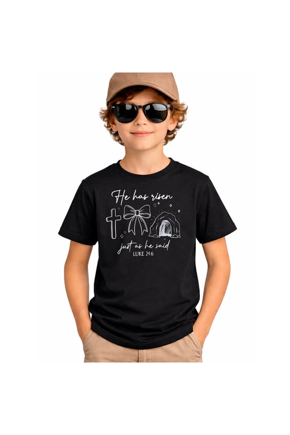 Kids He Has Risen T-Shirt, Luke 24:6 Christian Easter Shirt