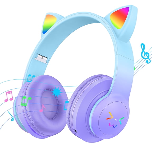 ABCPOW Kids Headphones with Microphone,Wireless Headset Bluetooth 5.1 Foldable 94dB Safe Volume Stereo Adjustable Headband Earphones Over-Ear Wired Headphones for Girls/Boys/Children/School/Tablet