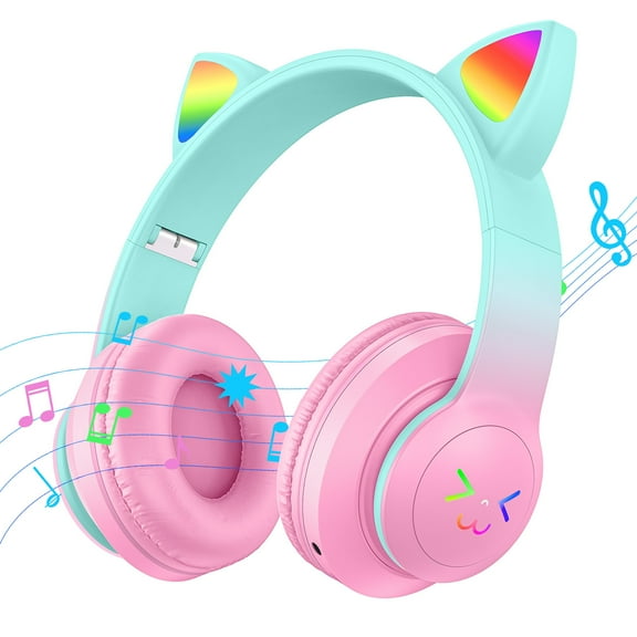 ABCPOW Kids Headphones with Microphone,Wireless Headset Bluetooth 5.1 Foldable 94dB Safe Volume Stereo Adjustable Headband Earphones Over-Ear Wired Headphones for Girls/Boys/Children/School/Tablet