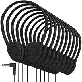 Kids Headphones Bulk 10 Pack for School K-12 Students, Classroom Wired Headphones, Stereo On Ear 3.5mm Jack for Chromebook, Computer, Laptop (Black)