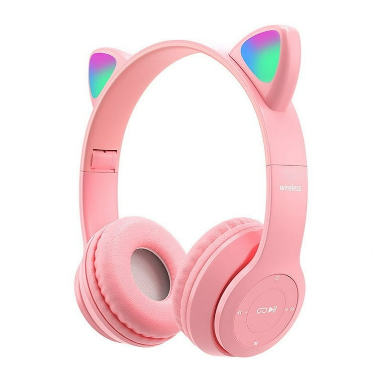 Kids Headphones Cat Ear LED Light Up Bluetooth 5.0 Foldable Wireless Gaming Headset for Kids Adult Comfortable Built in Mic Noise Cancelling Over Ear Headphones Walmart