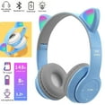 thumbnail image 1 of Kids Headphones, Cat Ear Wireless Headphones, LED Light Up Bluetooth over on Ear Purple Headphones for Toddler Boy Girl Teen Children With Microphone(light blue), 1 of 6