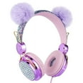 thumbnail image 1 of Kids Headphones,Charlxee Pom Wired Headsets with Gifts Packing include Sticker&Bracelet for Girls,Built-in Mic&On/Over Ear HD Stereo for Online Study/School/Tablet with Nylon Cable-Hot Purple, 1 of 6