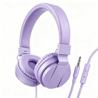 Kids Headphones, Ear Headphones for Kids, Wired Headphones with Microphone, Adjustable over Ear Headphones for Kids, Girls, Boys, Children, Cord 3.5mm Jack Wired for School Tablet (Purple)