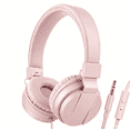 thumbnail image 1 of Kids Headphones, Ear Headphones for Kids, Wired Headphones with Microphone, Adjustable over Ear Headphones for Kids, Girls, Boys, Children, Cord 3.5mm Jack Wired for School Tablet (Pink), 1 of 7