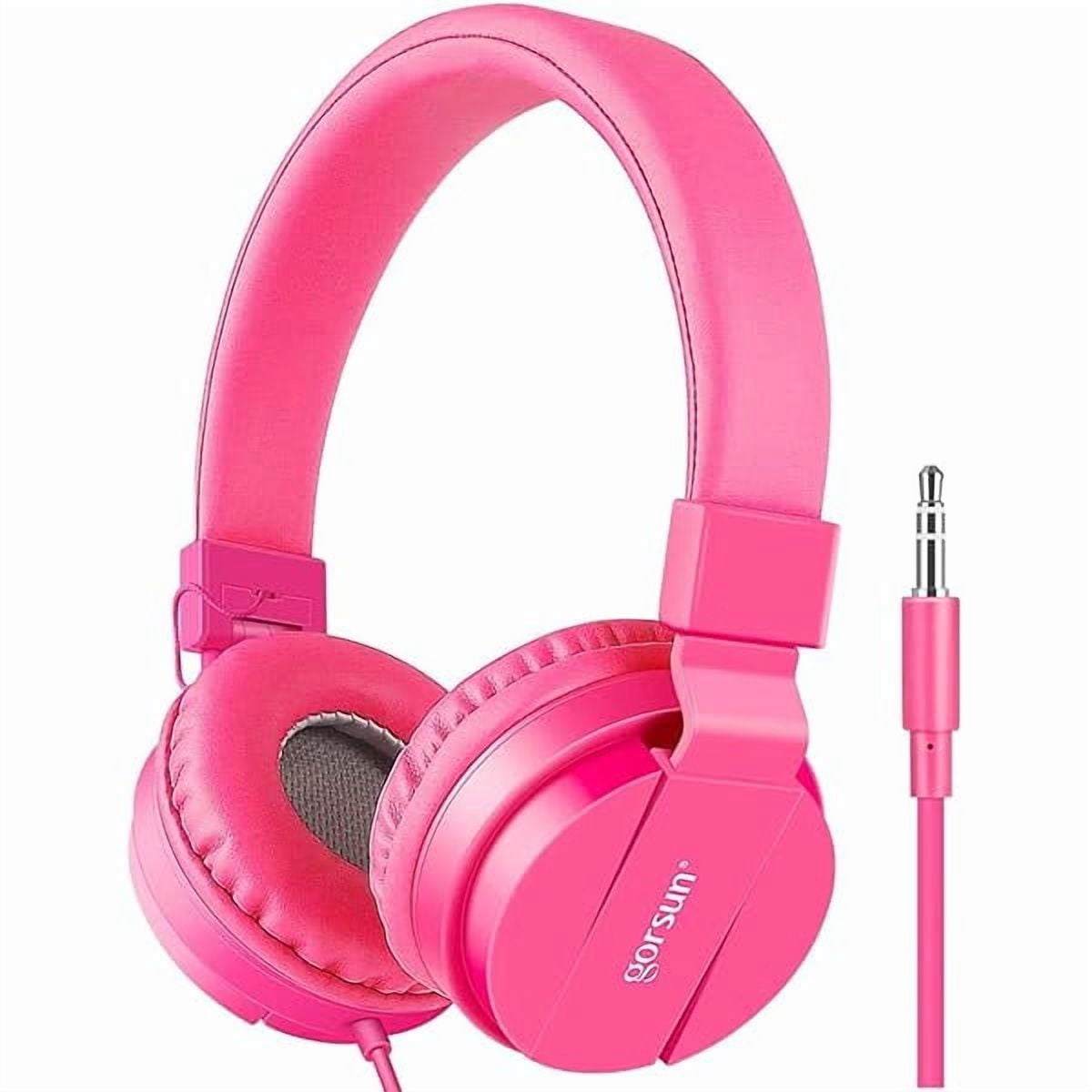 Kids Headphones, Lightweight Stereo Wired Toddler Headphones, Adjustable Headband Children's Headset for Smartphones Computer Pad Earphones(Pink)