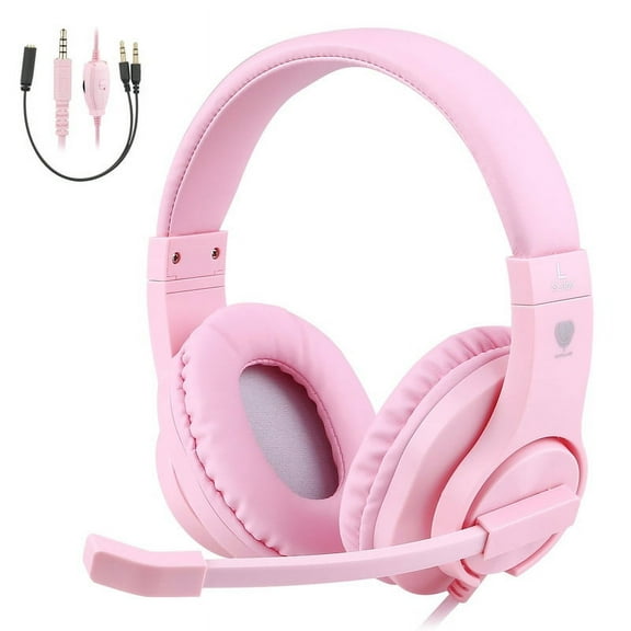 Kids Headphones with Microphone,85/94dB Safe Volume, 3.5mm Stereo Over-Ear Gaming Headset for School Volume Control Compatible with PS4, PS5, New Xbox One