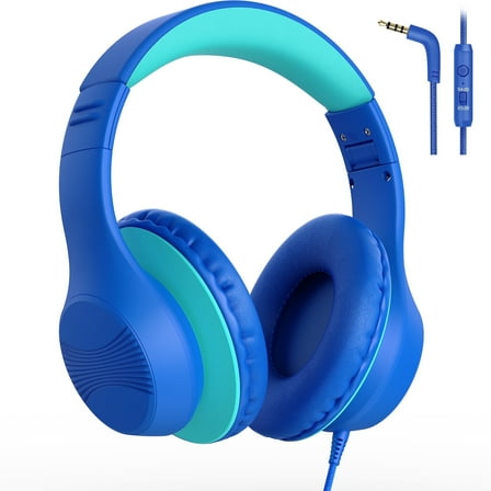 Mpow Kids Headphones with Microphone, 85/94dB Safe Volume Limit, over Ear Headphones for School Travel, Blue