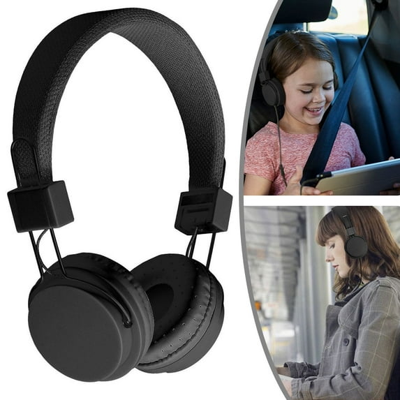 Kids Headphones, Wired Earphone for Boys Girls, 3.5mm Foldable Headset Suitable for Smartphones, Tablets, Black