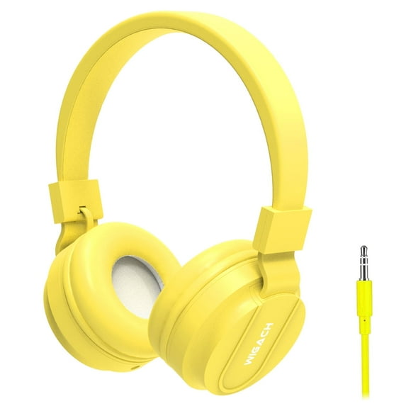 Kids Headphones Wired Headphone for Kids with Microphone Control Folding On-Ear 3.5mm Headset, for Girls Boys Children Foldable Headsets for School Tablet (YELLOW)