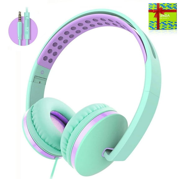 Kids Headphones for School, Seenda Lightweight Foldable On-Ear Headphones with Microphone