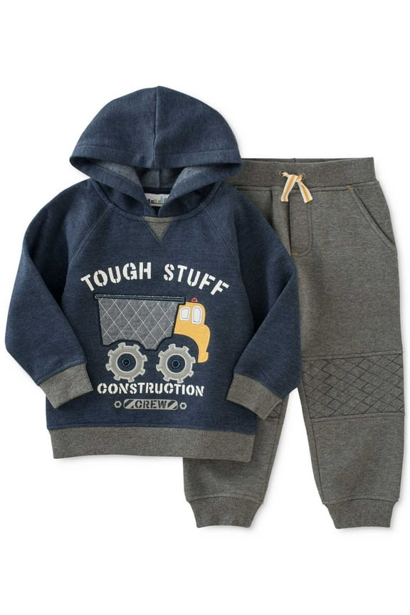 2-Pc. Fleece Hoodie & Pants Set, Baby Boys (Navy/Grey, 0-24 months)
