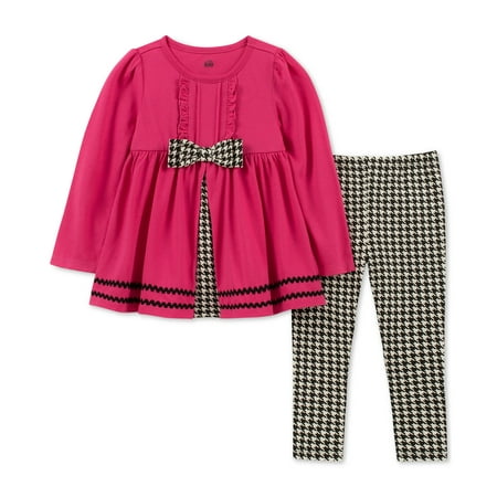 Kids Headquarters Baby Girls 2 Pc. Ruffle Tunic Checked Leggings Set Multi 12M