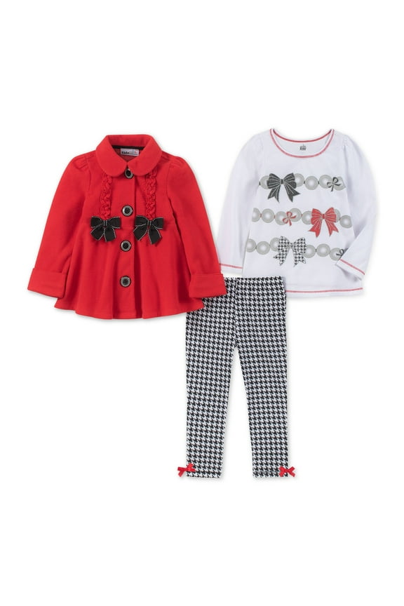 Baby Girls 3-Pc. Fleece Jacket, T-Shirt & Leggings Set (Assorted, 3-6 Months)