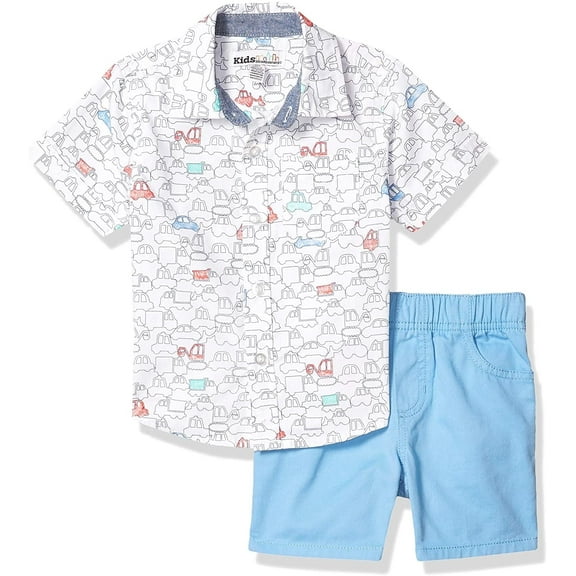 Kids Headquarters Boys Short Set White/Blue Cars 18M