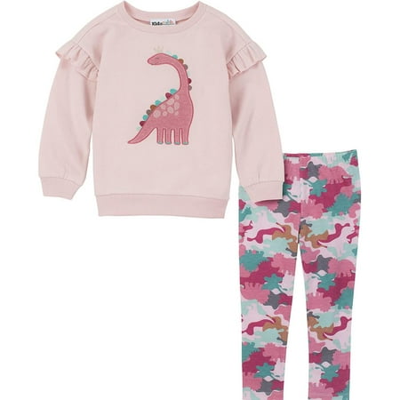 Kids Headquarters Girls 12-24 Months Dinosaur Ruffle Legging Set (Pink 12 Months)