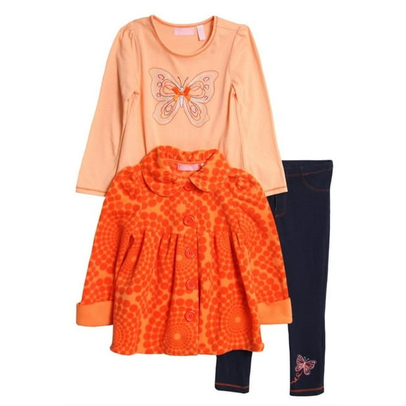 Kids Headquarters Girls 3 Piece Set Butterfly Shirt Pants & Polka Dot Jacket 5