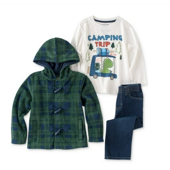 Kids Headquarters Infant Boy Camping Outfit Pants Shirt Green Plaid Jacket 18m
