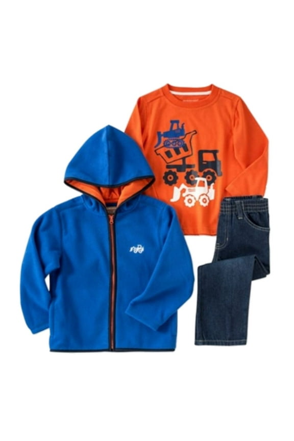 Infant Boy Dump Truck Set Pants Shirt Fleece Jacket