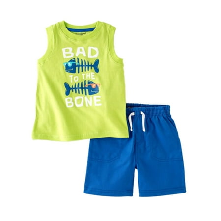 Kids Headquarters Infant Boys 2 Piece Bad To The Bone Tank Top & Shorts 18m