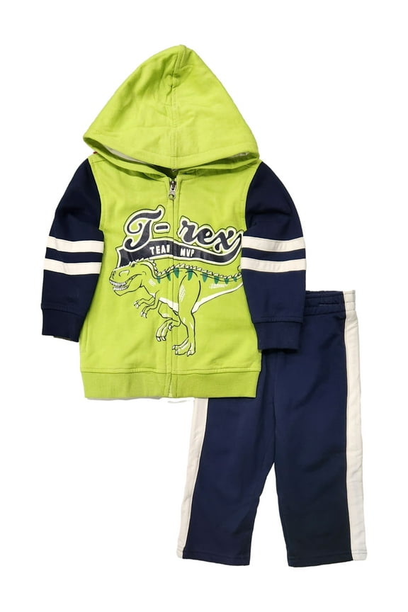Infant Boys Green T-Rex Dinosaur Hoodie & Pants Set 18m