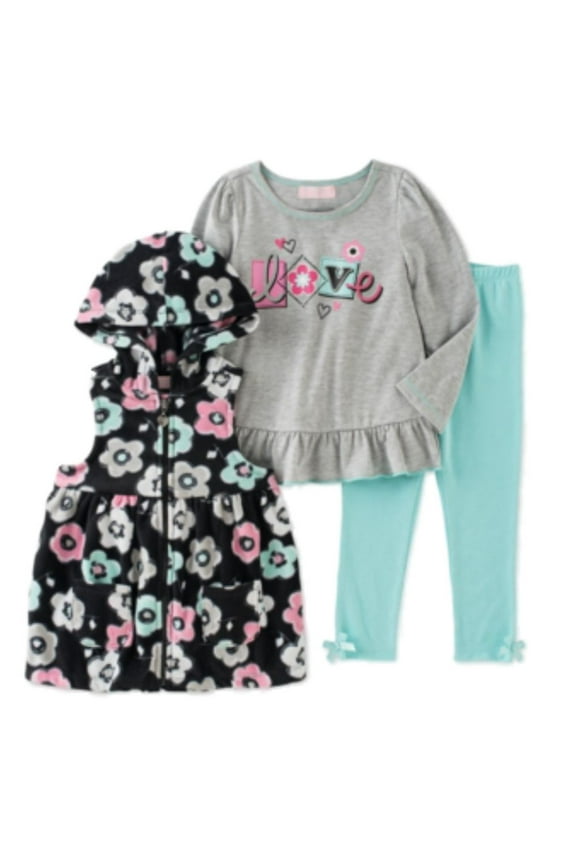 Infant Girl Love Shirt Fleece Hoodie Vest Leggings Set 24m
