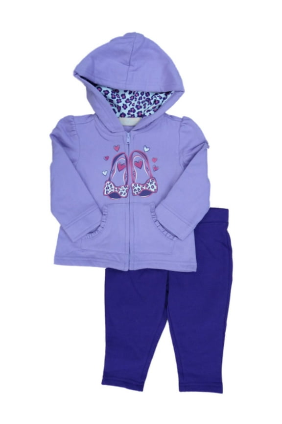 Infant Girl Purple Hoodie Jacket Sweatshirt Leggings Set 24m