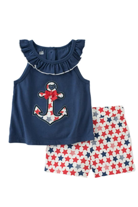 Infant Girls Anchor Shirt & Star Shorts Patriotic Outfit 18m