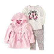 Kids Headquarters Infant Girls Ballet Shirt Pink Bow Leggings Fleece Jacket Set