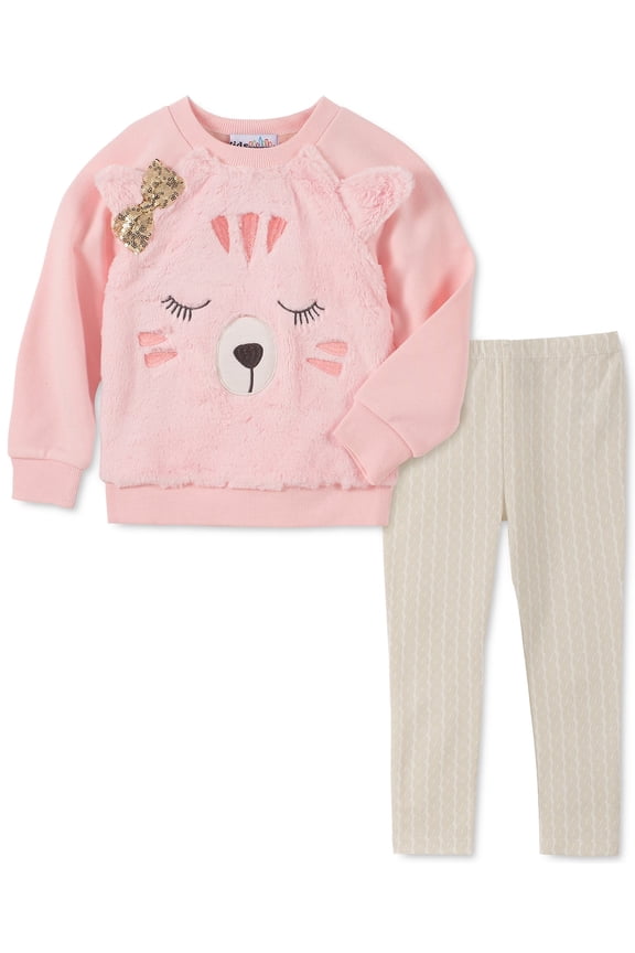 Infant Girls Faux Fur Bear Sweatshirt And Leggings Set,Assorted,18 Months