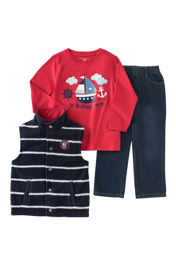 Infant Toddler Boy 3-Piece Sailor Outfit Vest Shirt Pants 12m