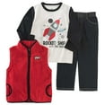 thumbnail image 1 of Kids Headquarters Infant Toddler Boys 3 Piece Rocket Ship Shirt Pants Vest 2T, 1 of 1