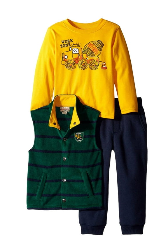 Infant Toddler Boys 3 Piece Work Zone Shirt Pants Vest 18m