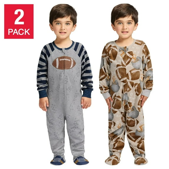 Kids Headquarters Kids 2-Pack Footed Blanket Sleeper (4 Years/Football (Brown))