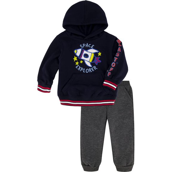 Kids Headquarters baby-boys 2 Pieces Hooded Jog Set 12 Months Navy Blazer/Granite Heather