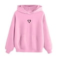thumbnail image 1 of Kids Heart Graphic Print Hoodie | Boys Girls Long Sleeve Pullover | Unisex Printed Sweatshirt | 3-10 Years Casual Tops | Lightweight Comfortable Hooded Wear(Pink,5-6Years), 1 of 7