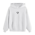 thumbnail image 1 of Kids Heart Graphic Print Hoodie | Boys Girls Long Sleeve Pullover | Unisex Printed Sweatshirt | 3-10 Years Casual Tops | Lightweight Comfortable Hooded Wear(White,5-6Years), 1 of 7