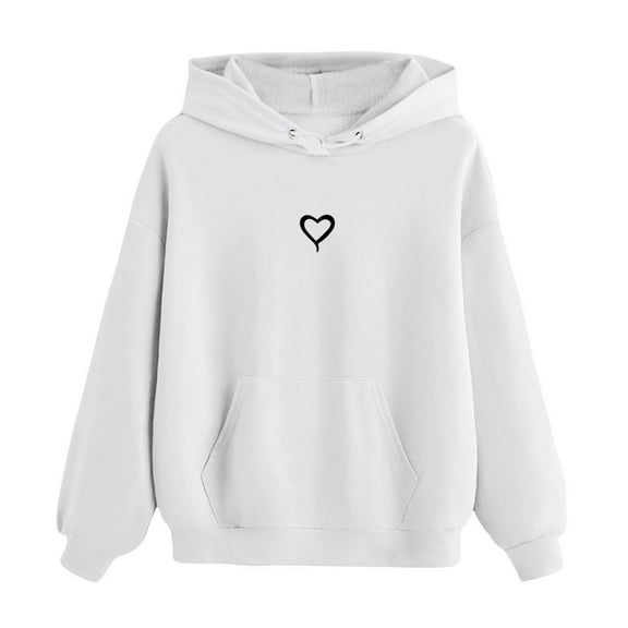 Kids Heart Graphic Print Hoodie | Boys Girls Long Sleeve Pullover | Unisex Printed Sweatshirt | 3-10 Years Casual Tops | Lightweight Comfortable Hooded Wear(White,4-5Years)
