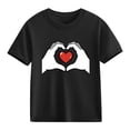 thumbnail image 1 of Kids Heart Graphic T-Shirt for Girls, 100% Cotton Short Sleeve Tee, Soft Casual Top for Ages 4-10, Black,Size 5 T, 1 of 9