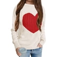 thumbnail image 1 of Kids Heart Print Long Sleeve Knit Sweater Fall Winter Girls Pullover, 1 of 5