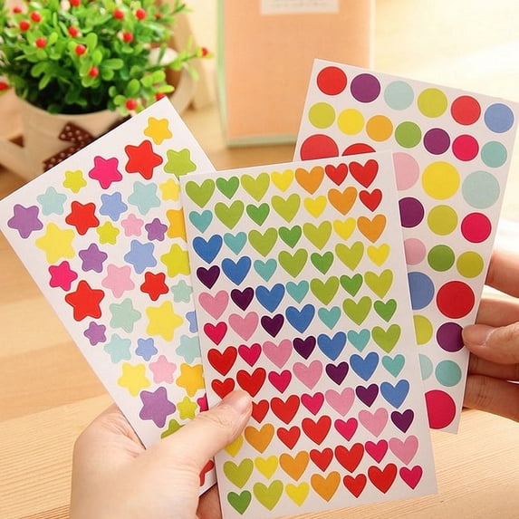 Kids Heart Round Shape Stickers Toys for School Children Homework Craft Album Scrapbooking Decor Sticker --- Pentagon star