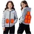 thumbnail image 1 of Kids Heated Hoodie Sweatshirts Boys Girls 7 Heating Zones Zip-Up Fleece Lined Electric Hooded Jackets Cold Weather Gray, 5 Y, 1 of 7