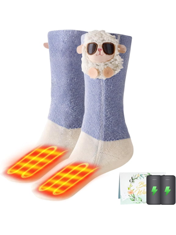 Kids Heated Socks - Boys and Girls Foot Warmer Electric Heating Socks with 4000mah Battery, 3 Heating Levels