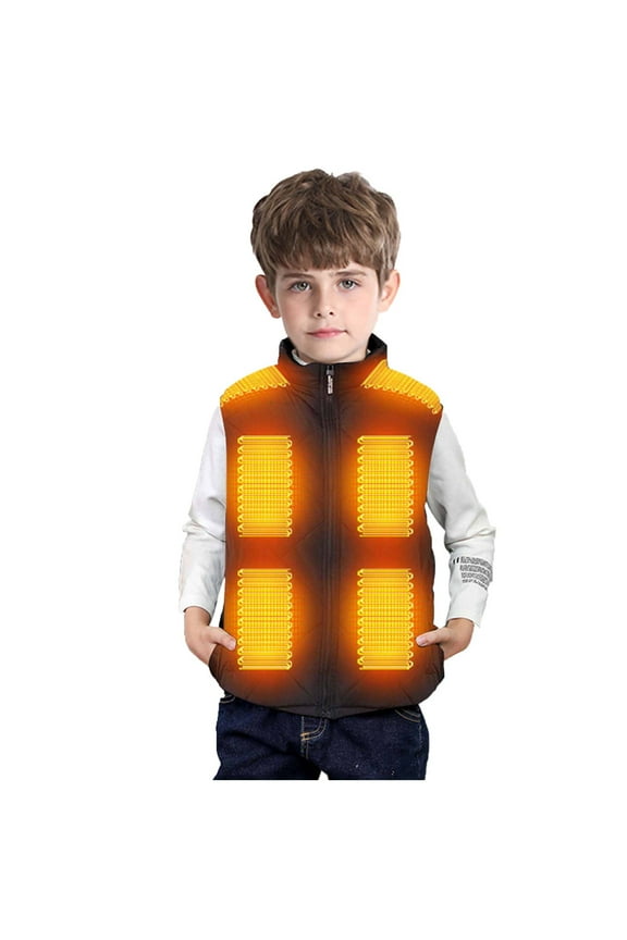 Kids Heated Vest - Boys and Girls Lightweight Heating Vest Jacket Coat Without Battery Pack Heated Clothing for Skiing Black 7-8 Years
