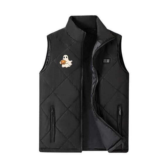 Kids Heated Vest Jacket with Pockets Boys Girls Winter Warm Sleeveless Heating Snow Coat, No Power Bank Included (14 Years, Black 02)